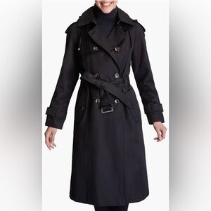 London Fog Classic Black Belted Trench Coat Size Medium